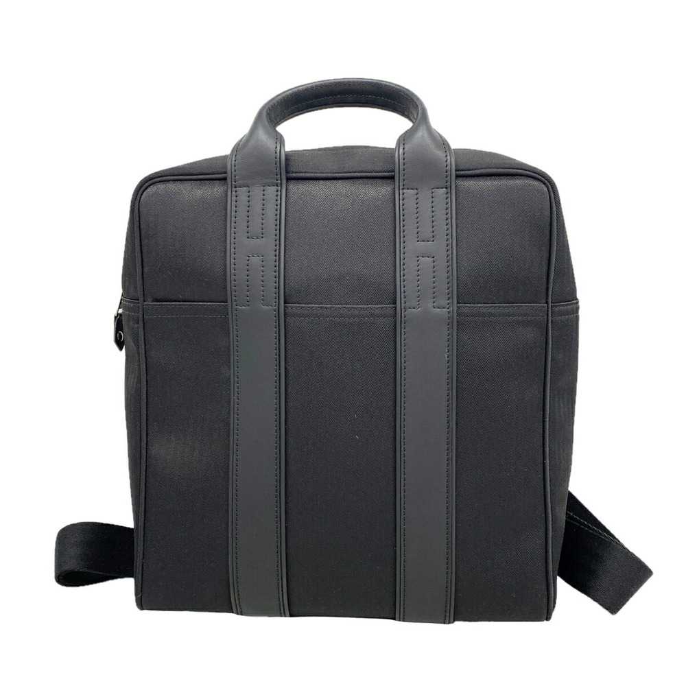 Hermes Backpack/Daypack Sac à Do Capulco Toile Chevron Black Men's